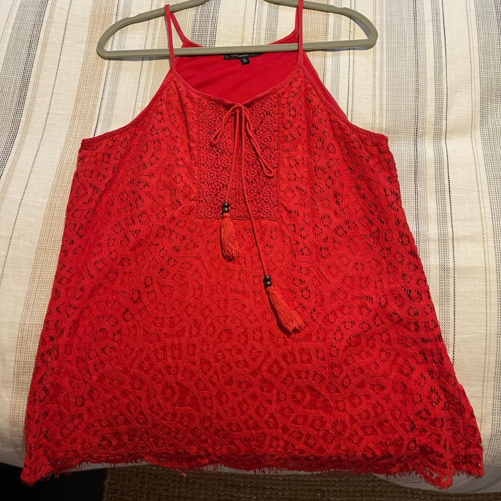 Romeo & Juliet Couture lace blouse in red. Size L